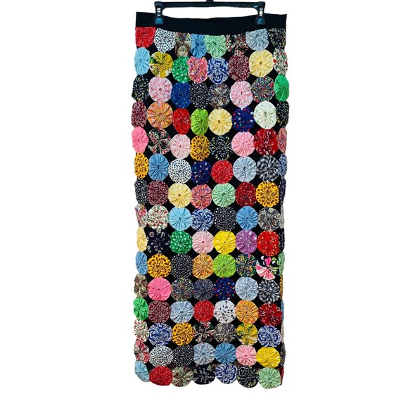 Unbranded Dresses & Skirts - Vtg YOYO YO YO Quilt Hand Sewn Colorful Patchwork Long Pencil Skirt Art to Wear